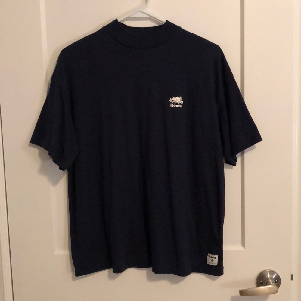 Navy Mock Neck Tee